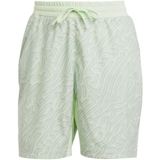 Adidas pantaloncini da tennis da uomo Adidas tennis heat. Rdy pro printed ergo 7' short - semi green spark/silver green