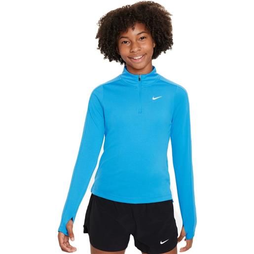 Nike maglietta per ragazze Nike kids dri-fit long sleeve 1/2 zip top - light photo blue/white