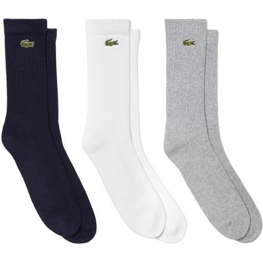 Lacoste calzini da tennis Lacoste sport high cut socks 3p - grey chine/white/navy blue