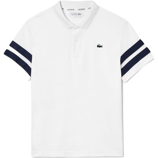 Lacoste polo da tennis da uomo Lacoste ultra-dry colourblock tennis polo shirt - white/navy blue