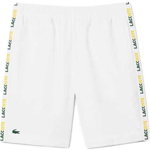 Lacoste pantaloncini da tennis da uomo Lacoste sportsuit logo stripe tennis shorts - white/green