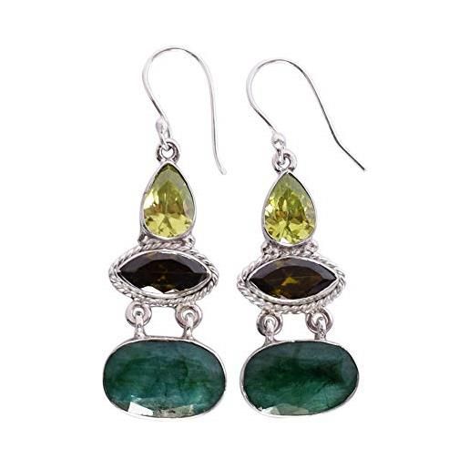 Ravishing Impressions Jewellery look like colore smeraldo & verde quarzo gemma 925 solid sterling silver handmade ragazze pendenti orecchini fsj-3016