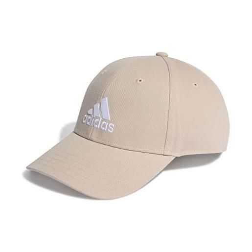 adidas cotton baseball cap cappellino, wonder taupe/white, s unisex