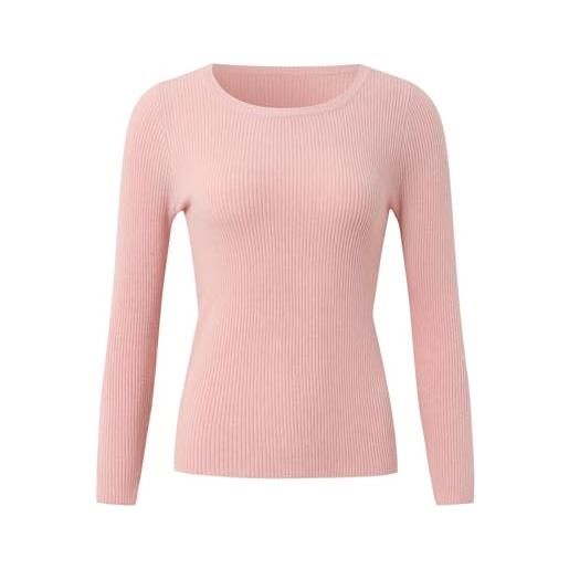 Alessia Cara donna maglioni a maglia a maniche girocollo lunghe da solid casual tops(medium, rosa)