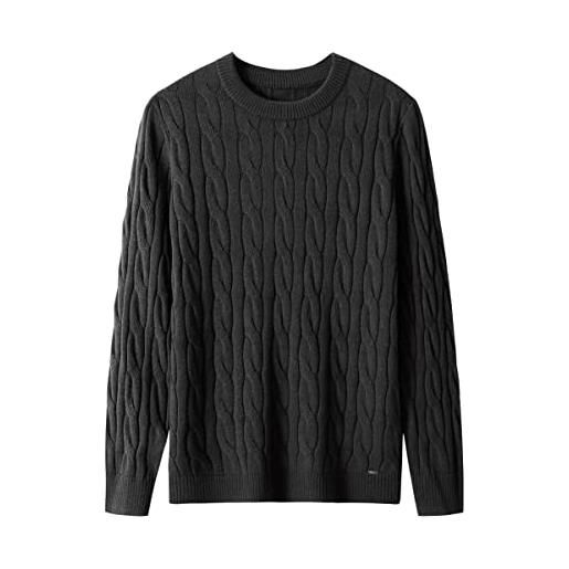 ZHILI pullover termico a maglia da uomo con girocollo casual, grigio scuro, xl