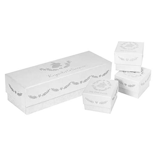Widdle Gifts Ltd set di 3 scatole per ricordi per baby shower, con dente/ricciolo/oggetti preziosi, 9783