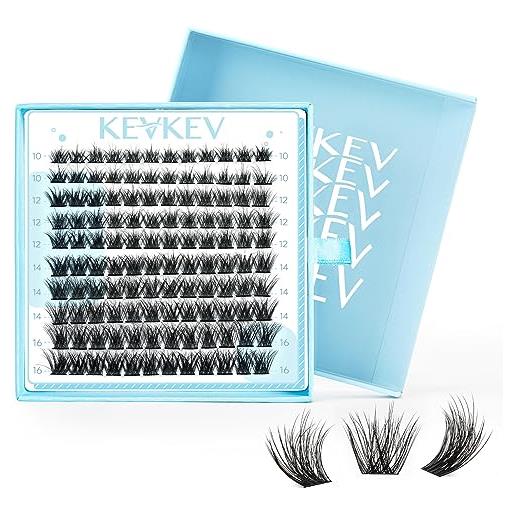 KevKev lash clusters - 120 ciglia cluster 3d fluffy eyelash clusters diy cluster eyelash extension individual lashes thin band & soft(bulebell, 10-16mix)