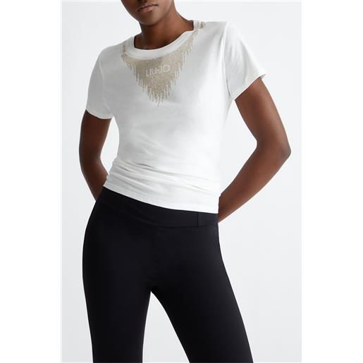 LIU JO t-shirt bianca donna LIU JO con strass oro 4195