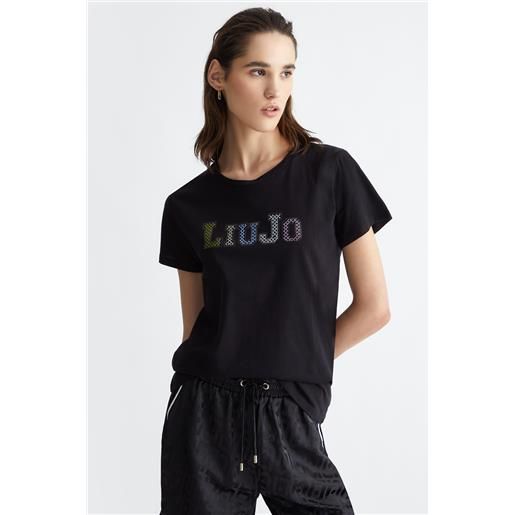 LIU JO t-shirt nera donna LIU JO con logo multicolor 4204