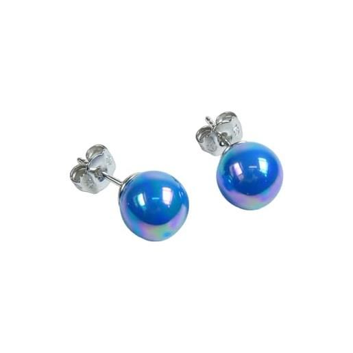 Orquidea | orecchini | orecchini di perle | perle organiche di maiorca | orecchini di classici | perle da 7mm | 925% argento sterling | blu