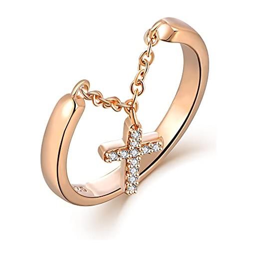 starchenie croce anello donna 925 oro rosa fidanzamento matrimonio solitario anello promessa 3a cubic zirconia con regalo da donna placcato platino