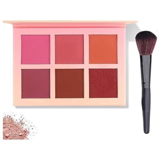 Aicoyiu 6 colors blush palette matte blush powder blush palette matte blush powder blush palette cheek blush powder long-lasting pigment for facial makeup. (1#)