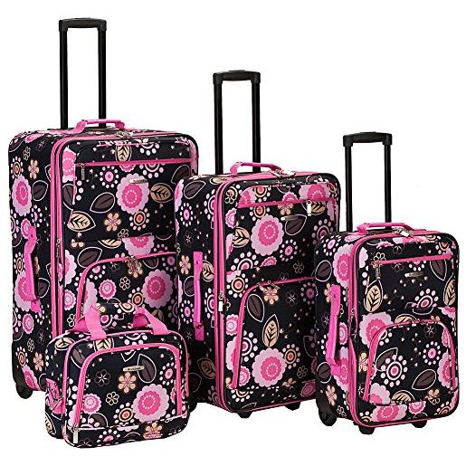 Rockland impulse 4-piece softside upright luggage set, pucci, (14/19/24/28)