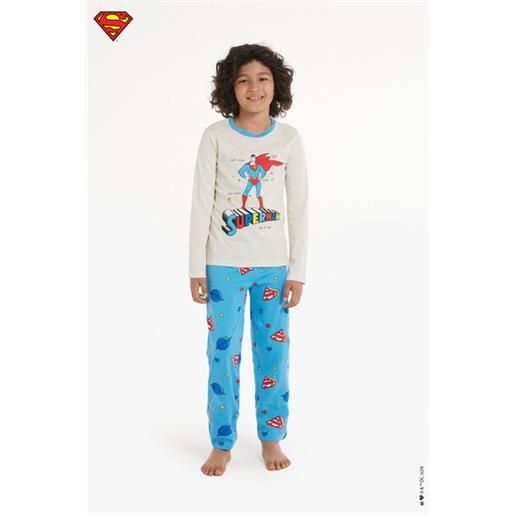 Tezenis pigiama lungo in cotone con stampa superman bimbo bambino blu