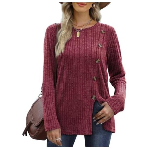 MUTYNE women's long sleeve tops lightweight fall loose casual tunic sweaters crew neck pullover shirts (l, 05)