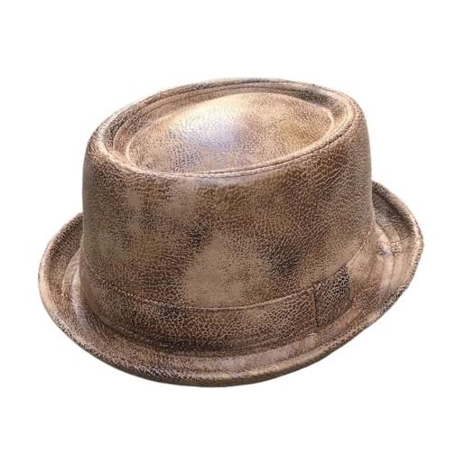 ALOEU cappello da torta in pelle da uomo cappello da gentiluomo cappello da jazz for papà (color: khaki, size: 57cm)
