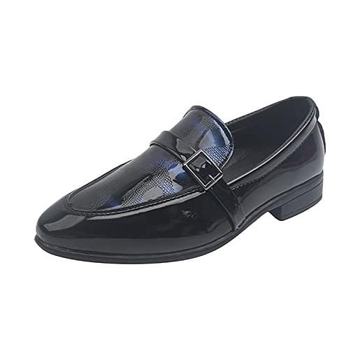 Generic estate e autunno moda ragazzi scarpe casual in pelle tinta unita stringate scarpe eleganti stringate (blue, 6-7 years)