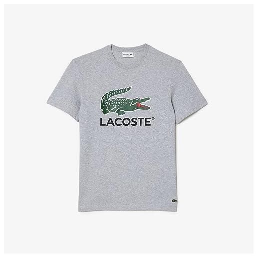 Lacoste th1285 t-shirt manica lunga sport, argento cina, xxl uomo