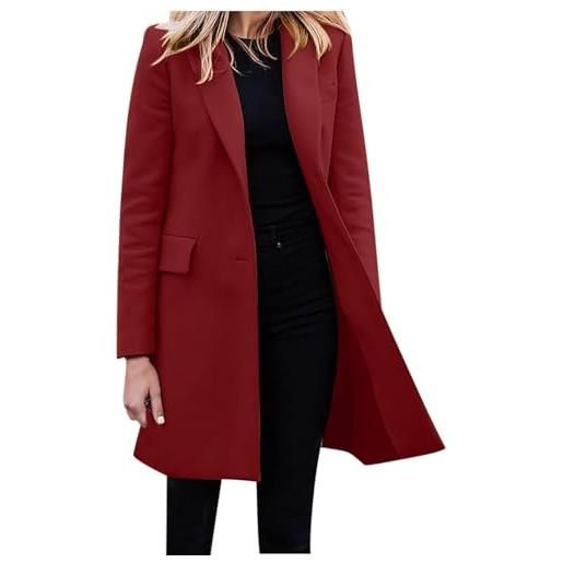 TRIGLICOLEUM blazer, giacca da donna elegante, di grandi dimensioni, a maniche lunghe, tinta unita, per lavoro, autunno, inverno, blazer aperto, per ufficio, #01 rosso. , xxxxxl