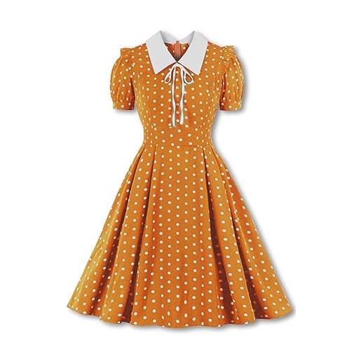 Ro Rox verity swing vestito polka dot vintage anni '50 peter pan collare retro, marina, xl