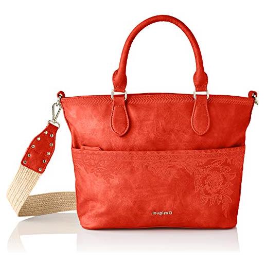 Desigual pu hand bag, borsa a mano donna, colore: arancione, u