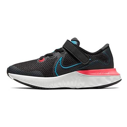Nike renew run (ps), walking shoe, black/light lime-smoke grey, 35 eu