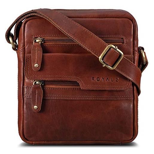 ROYALZ 'oregon' borsello tracolla in pelle per uomo piccola borsa vero cuoio stil vintage massaner elegante mini, colore: ohio marrone