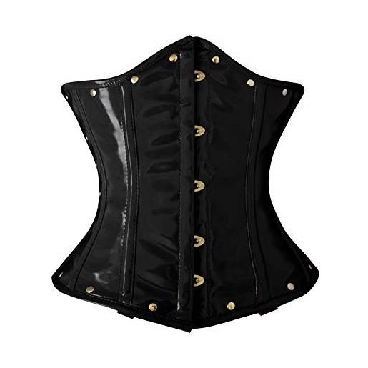O Yes donne acciaio disossato vita cincher pvc lago fibbia underbust corsetto 9030, nero , xxs (vita 24)