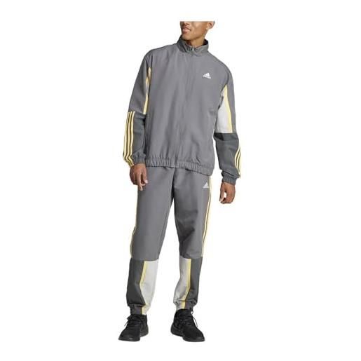 adidas sportswear colorblock 3-stripes track suit tuta, grey five, m men's