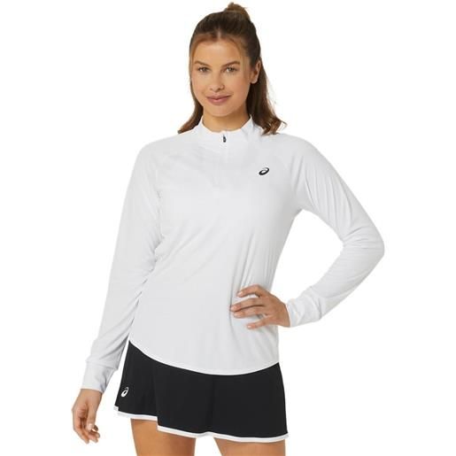 Asics maglietta da tennis da donna (a maniche lunghe) Asics court long sleeve 1/2 zip top - brilliant white/brilliant white