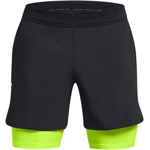 Under Armour pantaloncini da tennis da uomo Under Armour men's ua vanish elite 2in1 shorts - black/high vis yellow