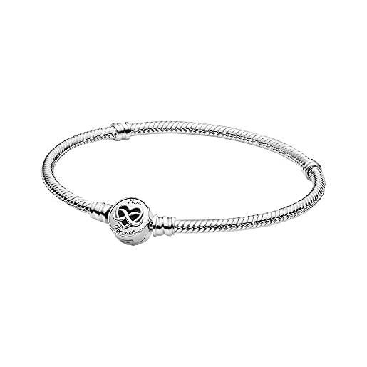 Pandora passions braccialetto con cuore e simbolo dell'infinito in maglia snake in argento sterling, 23