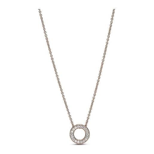 Pandora collana cerchio in pavé 387436c01-45 donna in argento sterling