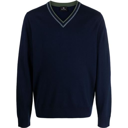 PS Paul Smith v-neck wool-blend jumper - blu