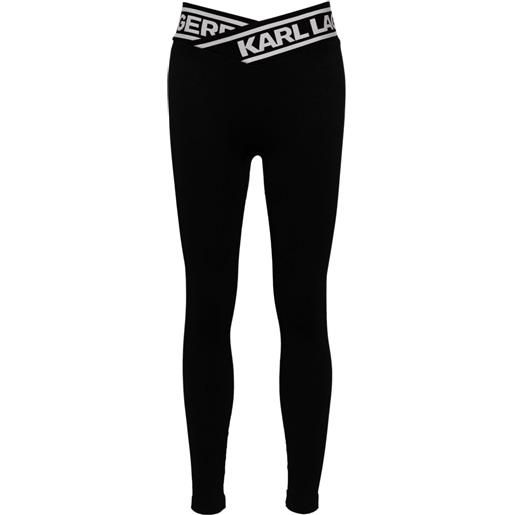 Karl Lagerfeld leggings con banda logo - nero