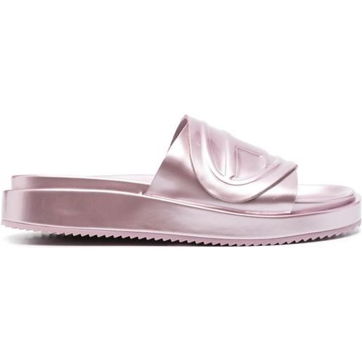 Diesel sandali slides metallizzate oval d - rosa