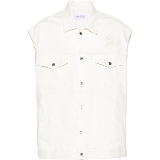 Off-White gilet denim con ricamo - bianco