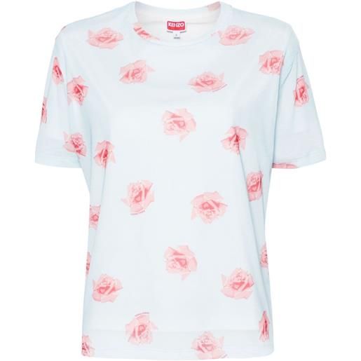 Kenzo t-shirt rose con stampa - blu