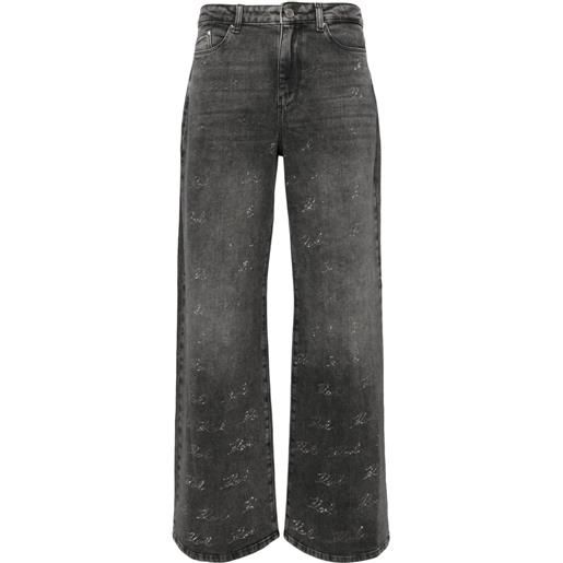 Karl Lagerfeld jeans a gamba ampia sparkle - nero