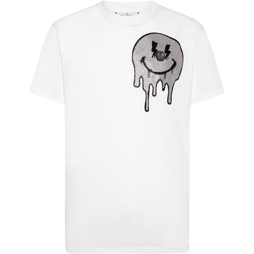 Philipp Plein t-shirt smile con borchie - bianco
