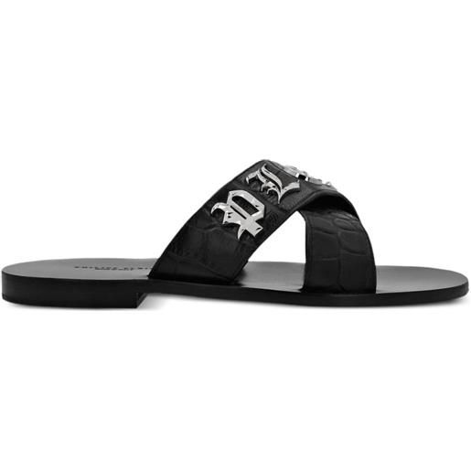 Philipp Plein sandali con placca logo - nero