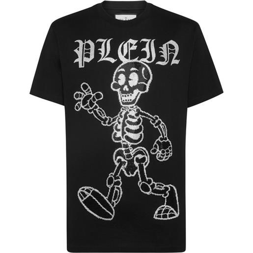 Philipp Plein t-shirt skeleton con borchie - nero