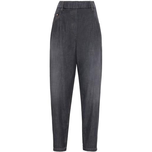 Brunello Cucinelli jeans affusolati a vita alta - grigio