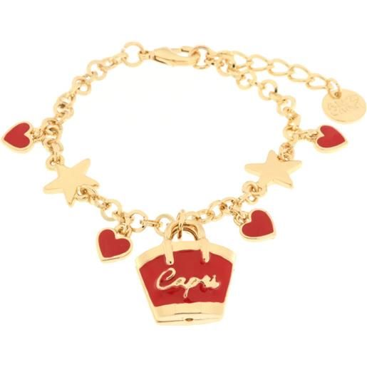 Amo Capri bracciale faraglioni gold cuori stelle borsa rossa Amo Capri donna