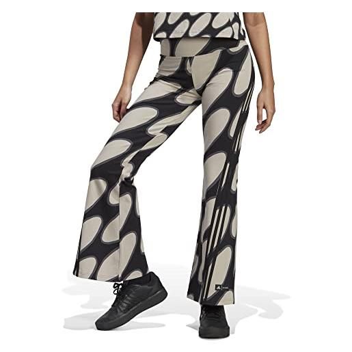 adidas leggings da donna marimekko future icon 3 strisce, marrone chiaro/nero/grigio, s