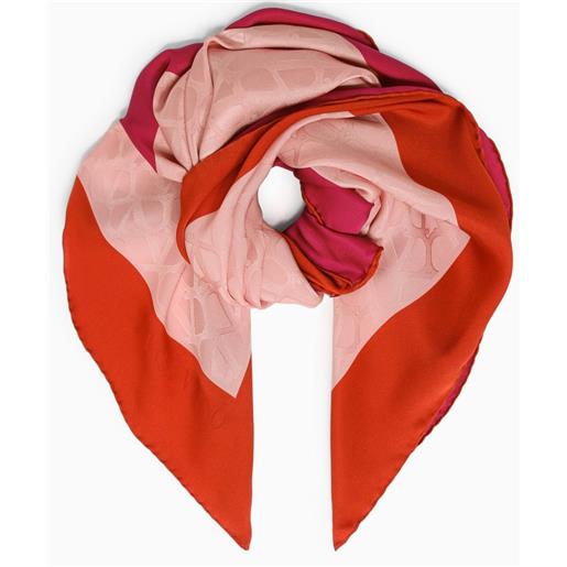 Valentino Garavani foulard quadrato in seta rosa e rosso