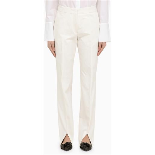 Jil Sander pantalone bianco in cotone con spacchetti