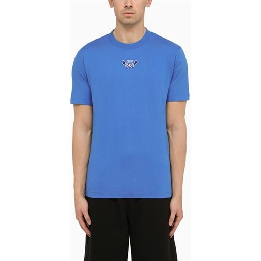 Off-White™ t-shirt nautical blue in cotone con ricamo logo