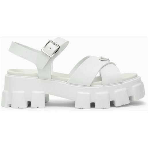 Prada sandalo bianco in gomma con logo