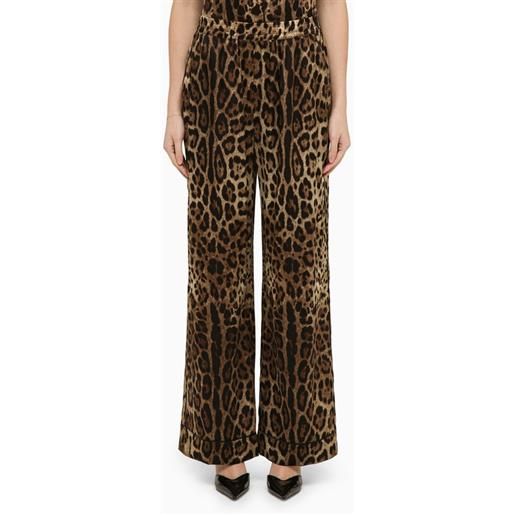 Dolce&Gabbana pantalone stampa leopardo in raso di seta